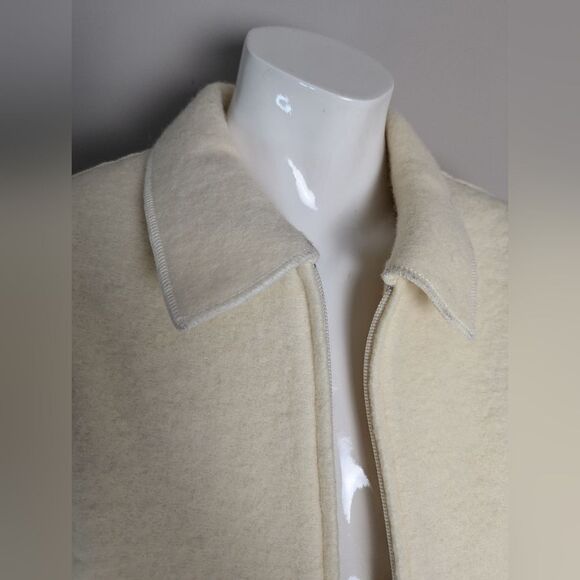 Vintage Cream Wool Blend Jacket Women’s Sz 10 Classic Minimalist 90s Style - Picture 7 of 11